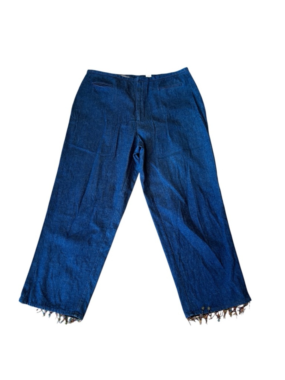 David Paul New York Women's Boho Denim 2 Pocket Flat-Front Beaded Hem Capris